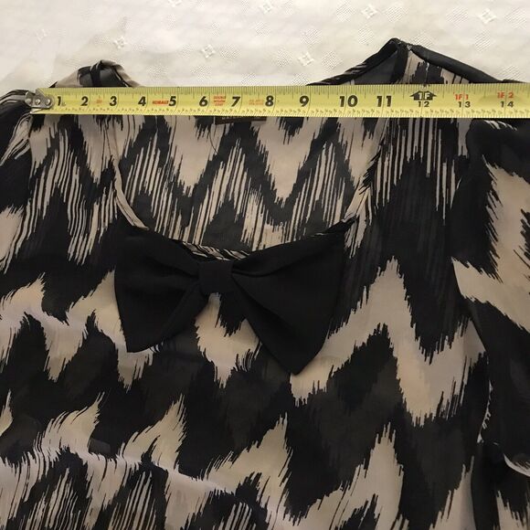 LAVISH MATERNITY Peasant Blouse L Chevron Stripe Bow Neck 3/4 Balloon Sleeve Top - Picture 6 of 8